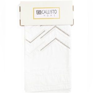 Callisto Home White Beaded Embroidered Chevron Curtain Panels